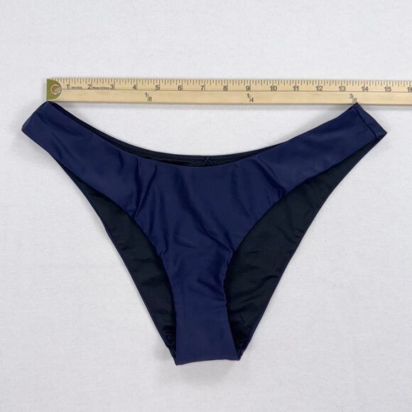 J Crew Women's Curved Waist Cheeky Bikini Bottom Medium Navy Blue BC125 - Picture 8 of 10